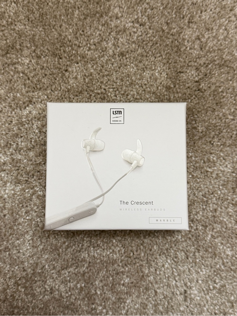 The Crescent Wireless Earbuds — Marble White